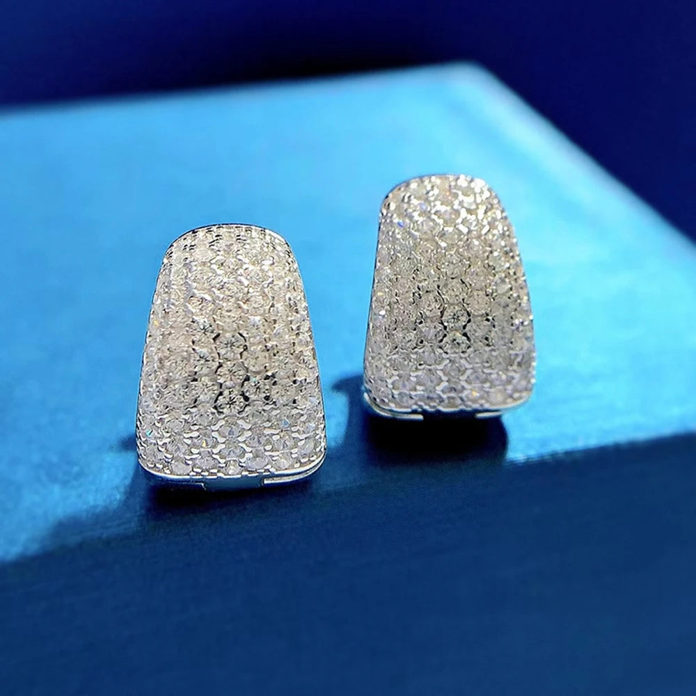 Wong Rain 100% 925 Sterling Silver Lab Sapphire Gemstone Luxury Personality Hoop Earrings Wedding Fine Jewelry Gift Wholesale