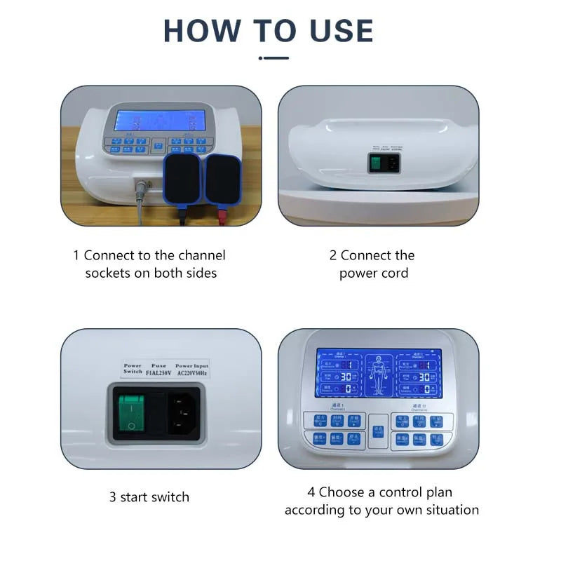 2 Channel Nerve Tens Unit Ems Physical Therapeutic Low Frequency Massager Electric Pulse Pain Relief Tens Machine