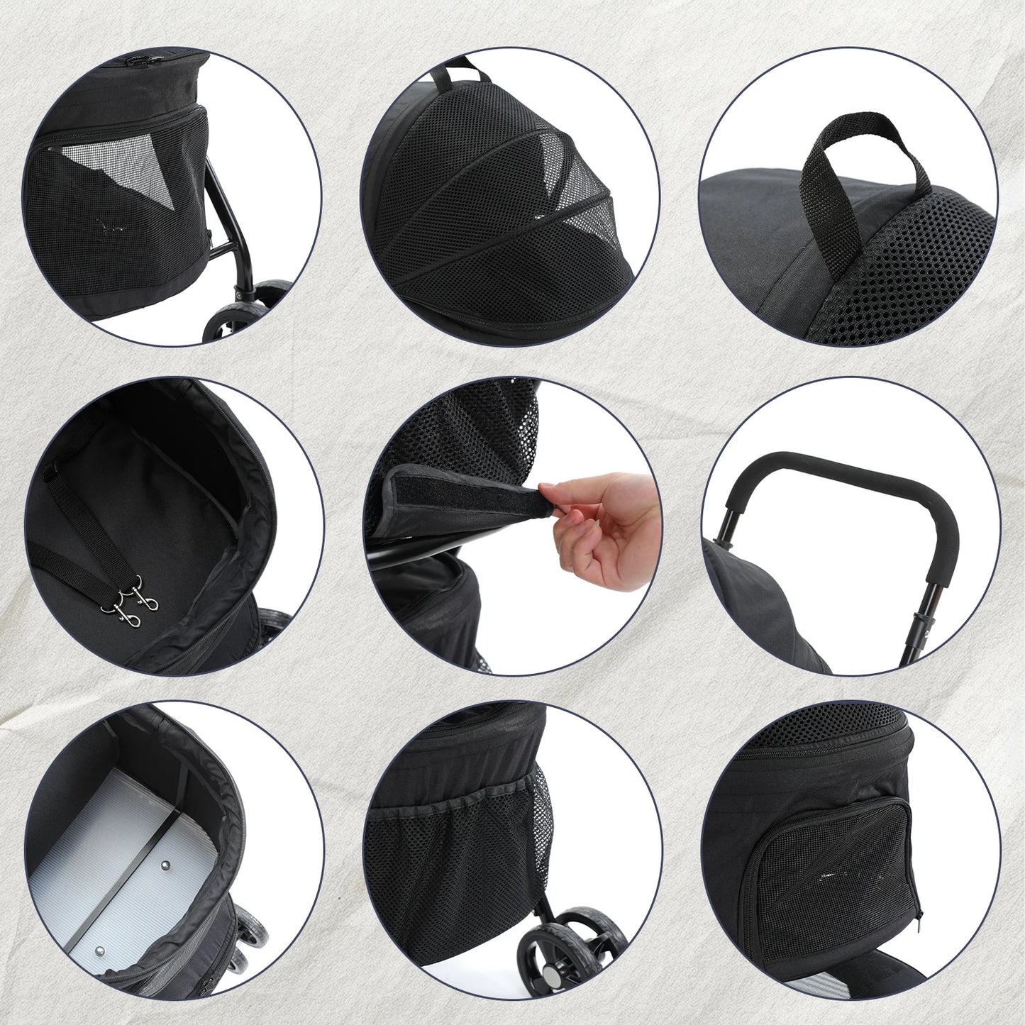 Foldable Pet Stroller 4-Wheel Dog Travel Stroller Pushchair Jogger with Storage Basket for Puppy Cat Pet Suplies Outdoor