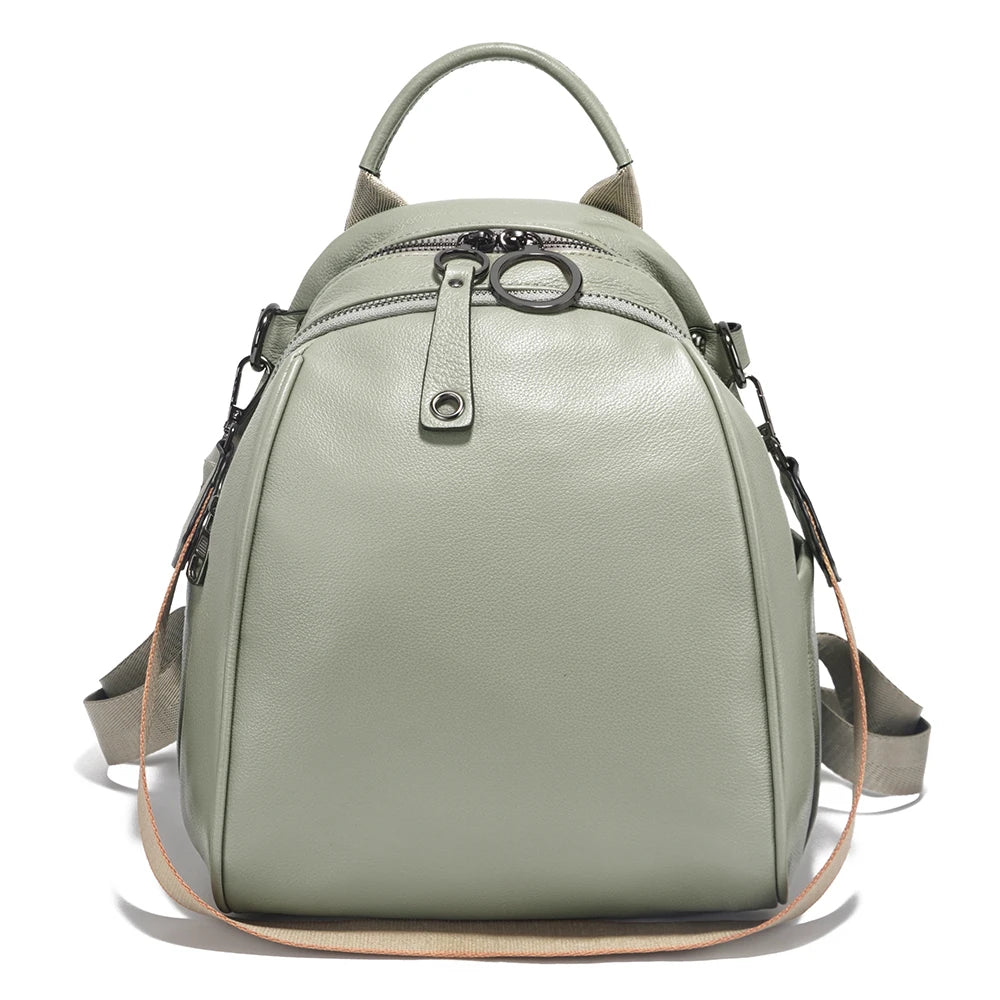 Zency Women's Soft Genuine Leather Travel Backpack Large Capacity Convertible Rucksack Knapsack Multi-compartment Shoulder Bag