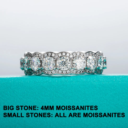 AnuJewel 4mm 5.5cttw D Color Moissanite Wedding Band Ring 925 Sterling Silver Eternity Band  Rings For Women Jewelry Wholesale