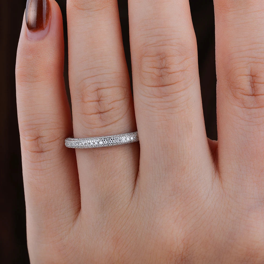 Full Eternity Moissanite Ring for Women Men Diamond Wedding Band Engagement Anniversary Gift in S925 Sterling Silver