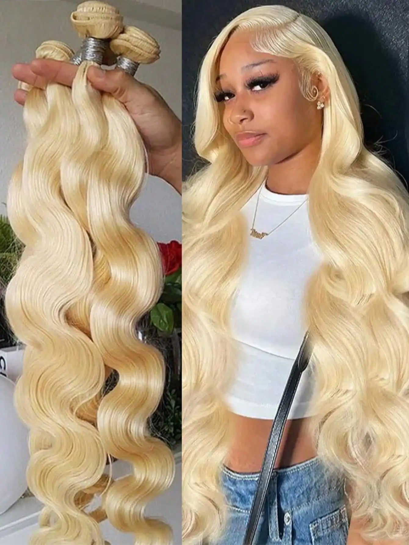 Smilegirl 12A Raw Virgin Human Hair 613 Blonde Bundles Body Wave Premium Double Weft Hair Extensions 10-30 Inch 1 3 4 Bundles for Women