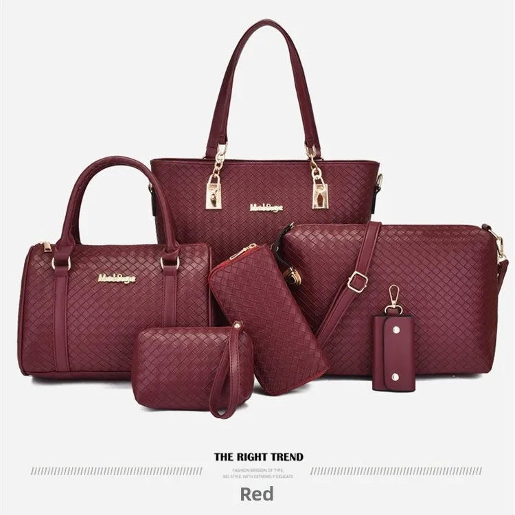 Fashionable Urban Simple Large Capacity Mother-Daughter Shoulder Bag Women's Handbag Set Six Pieces Crossbody Handbag
