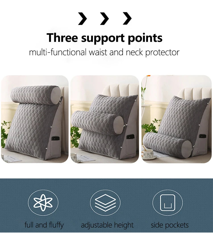 Triangle Reading Pillow Big Wedge Adult Backrest Cooling Latex Cushion Decorative Pillows for Bed Decor Cushion for Sofa