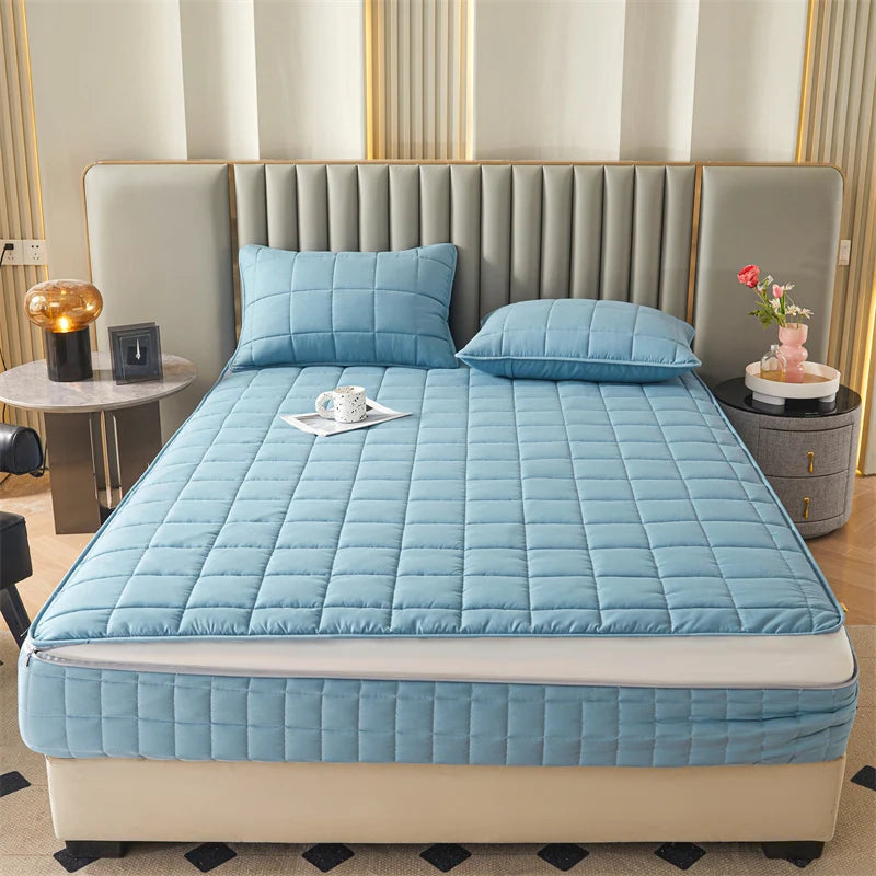 Six Sides All Inclusive Mattress Cover with Zipper Thicken Fitted Sheet Quilted Mattress Protector Pad Couple Customized Size
