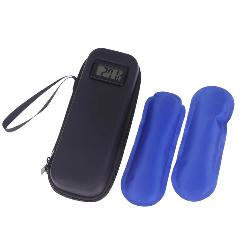 "Insulated Medicine Organizer Bag with Thermometer for Diabetics; Waterproof, Portable, and Reusable Insulin Travel Case