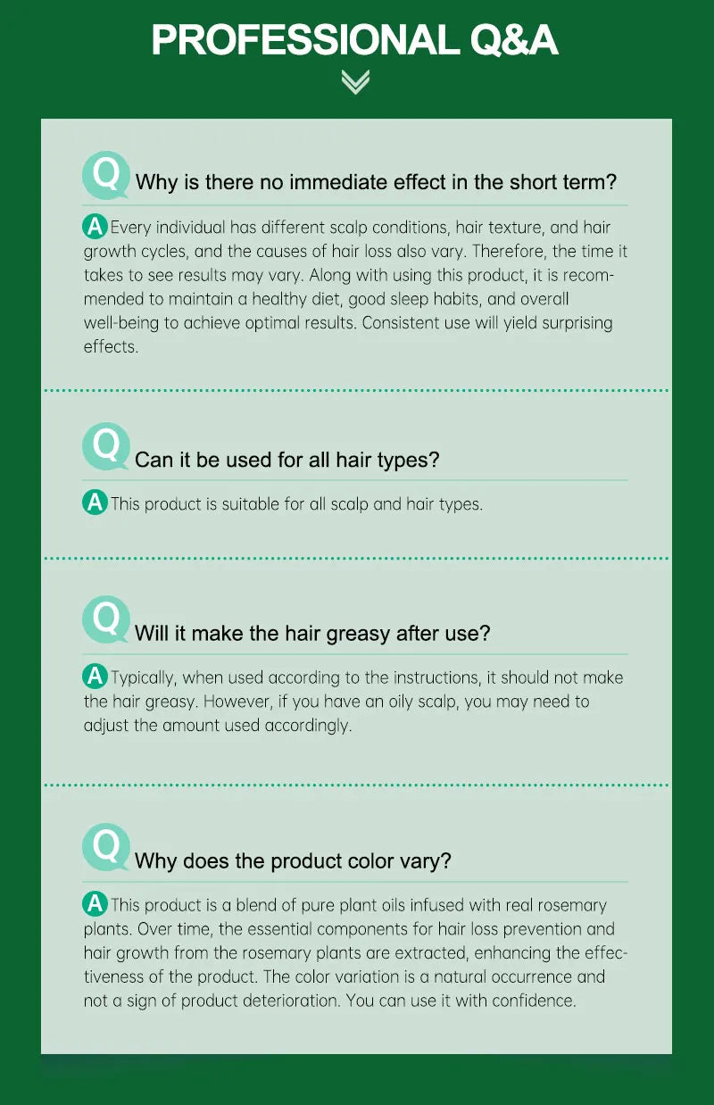 PURC Rosemary Oil Hair Loss Treatment Ginger Hair Growth Products for Men Women Smoothing Anti-Frizz Hair Care