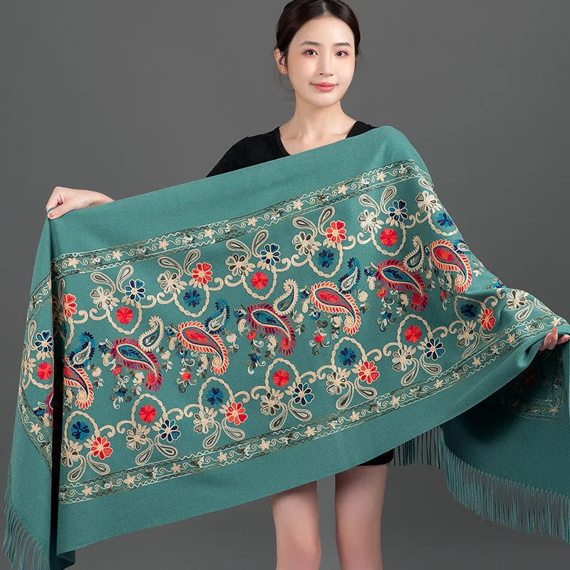 Pure Cashmere Floral Scarf: Artisan Elegance