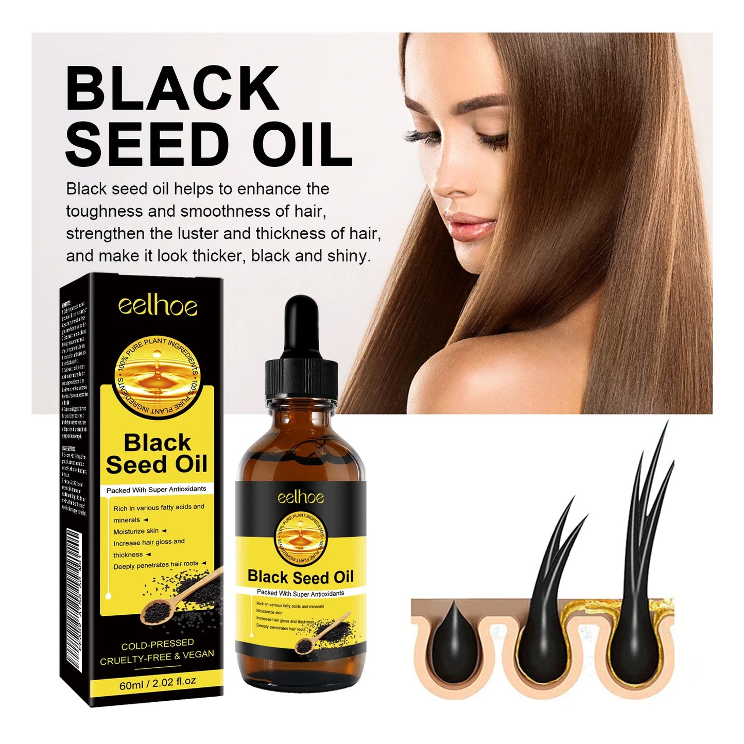 Hair Growth Essential Oil. Effectively Repair Baldness and Hair Loss Symptoms