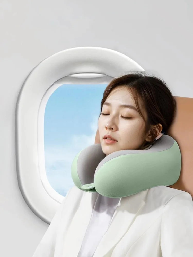 Comfortable U - Shaped Neck Pillow with Pouch - For Travel, Naps, Office, Slow Rebound, Machine - Washable Cover