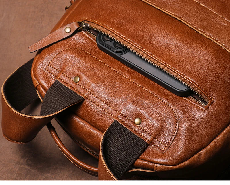GURO High Quality Genuine Leather Backpack Men Large Capacity Business Travel bag Luxury Student School Bag Laptop Computer Pack
