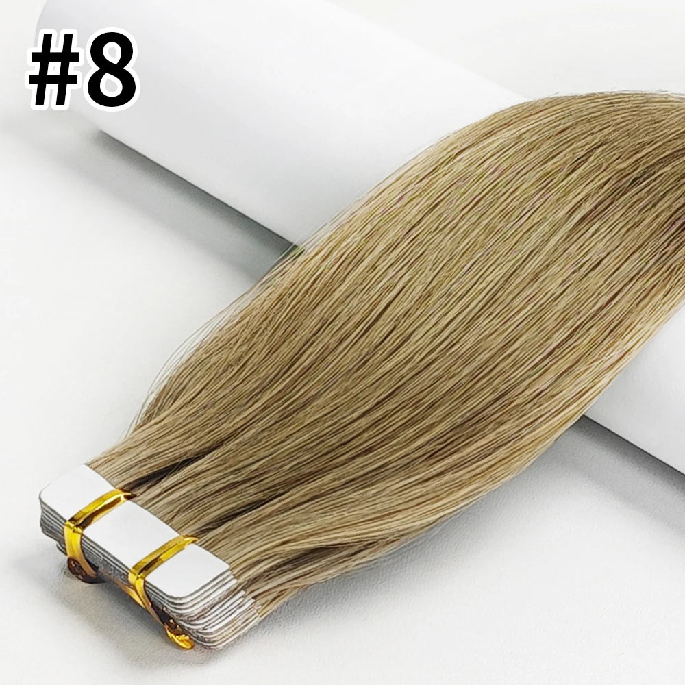 Tape In Hair Extensions Remy Human Hair 20pcs Straight Seamless Skin Weft Tape Hair Extensions Natural Black Hair For Women