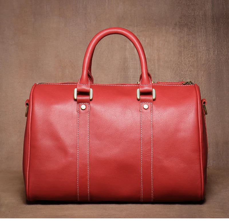 GURO Retro Higher Quality Cowhide Travel Bags  Men's Genuine Leather Handbag Women Luxury Weekend Fitness Bag Short Trip Luggage