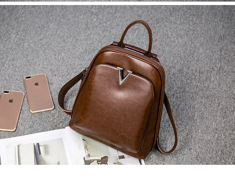 Fashionable High-Quality Leather Women's Backpack Casual Multifunctional Large Capacity Hot Sale Of The Season New Style Double