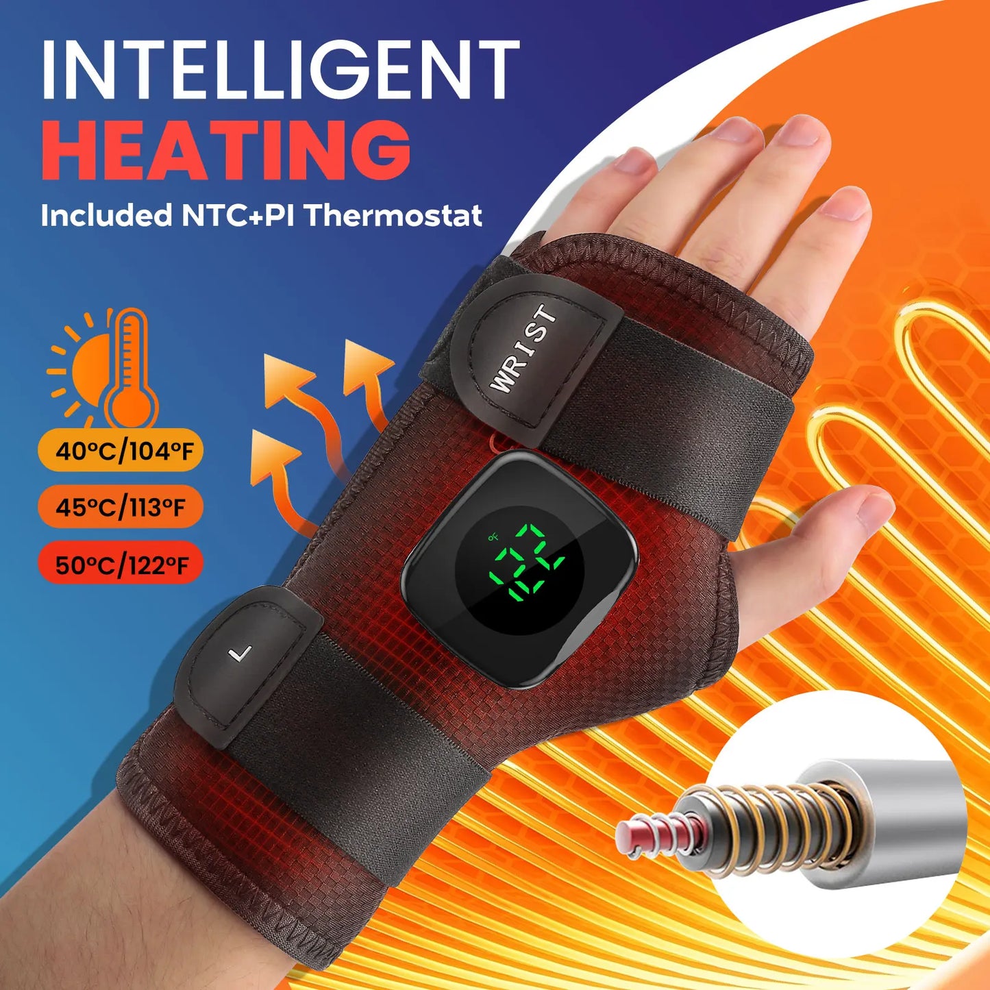 Wrist Heating Vibration Pad 3 Heat Level Heated Wrist Hot Therapy for Carpal Tunnel Relief Tendonitis Wrist Support Pad