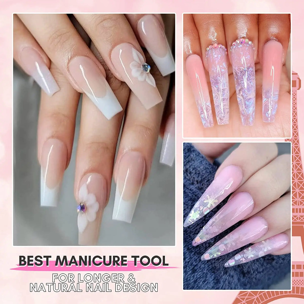 Makartt HEMA-Free Poly Nail Extension Gel 50ml, Hybrid Acrygel Builder Multi-Color, Long-Lasting French Manicure DIY Nail Art