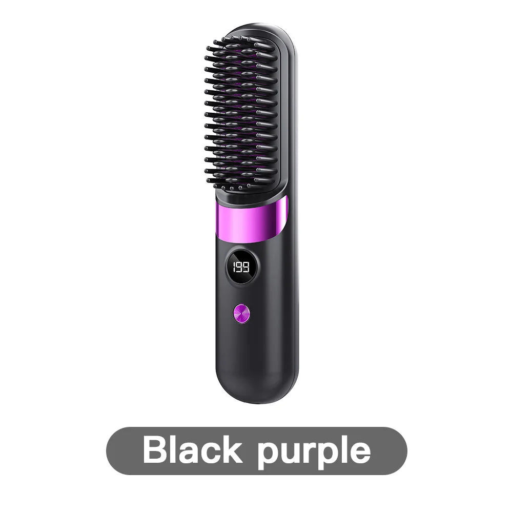 2026 New USB Charging Cordless Hair Straightener Brush-Portable Hair Straightening Brush LED Display for Women Travel Gift