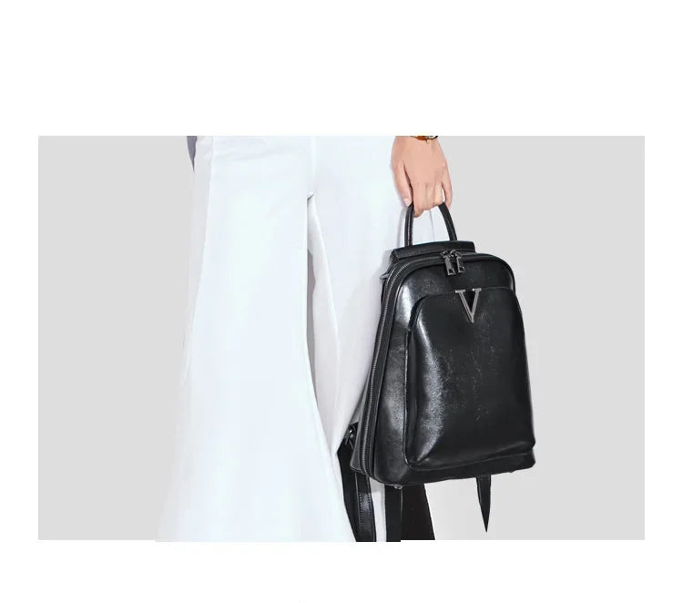 Fashionable High-Quality Leather Women's Backpack Casual Multifunctional Large Capacity Hot Sale Of The Season New Style Double