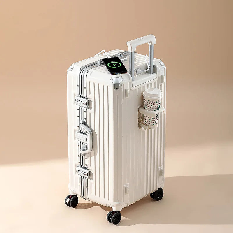2024 New Durable Large Capacity Luggage Sets Suitcase USB Charging Men Carry-On Boarding Travel 24/26/28/30/34