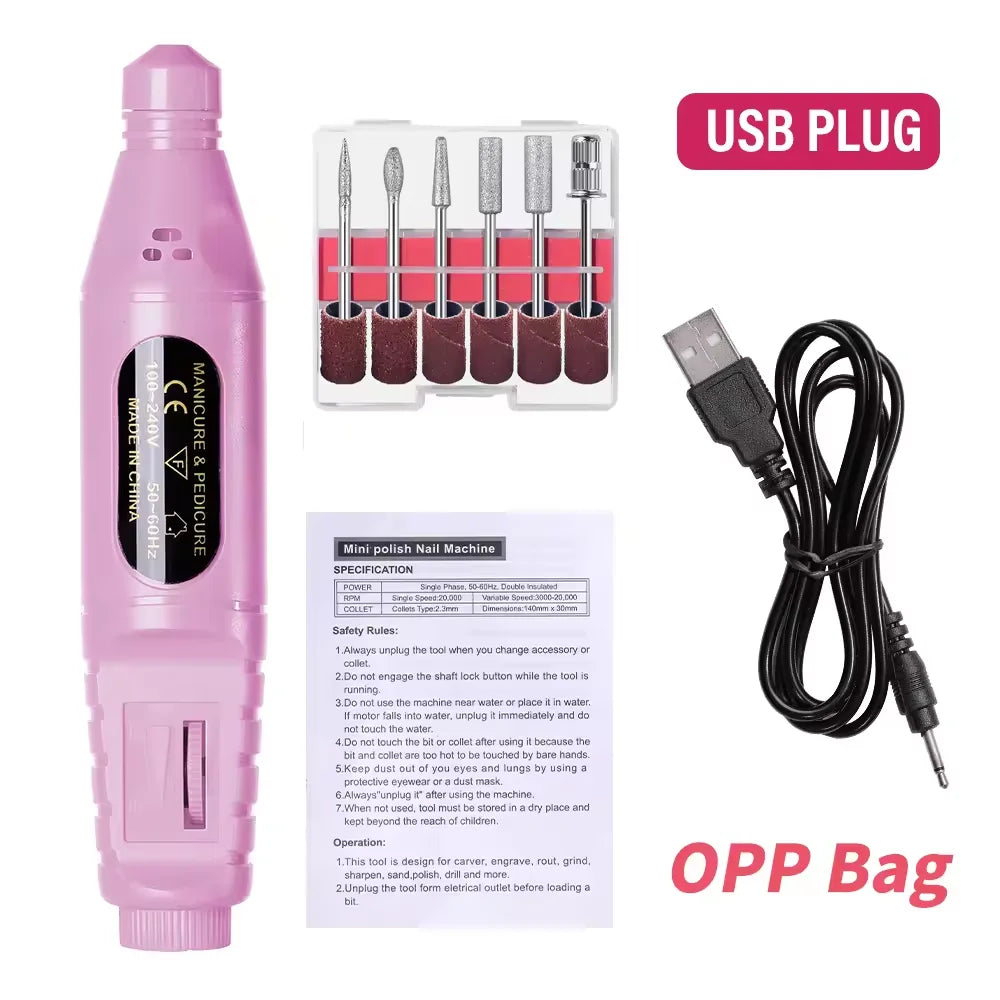 6 In 1 Electric Nail Drills Kit Remove Polisher Manicure Portable Nail File Nail Drill Equipment Pen Tools Machine