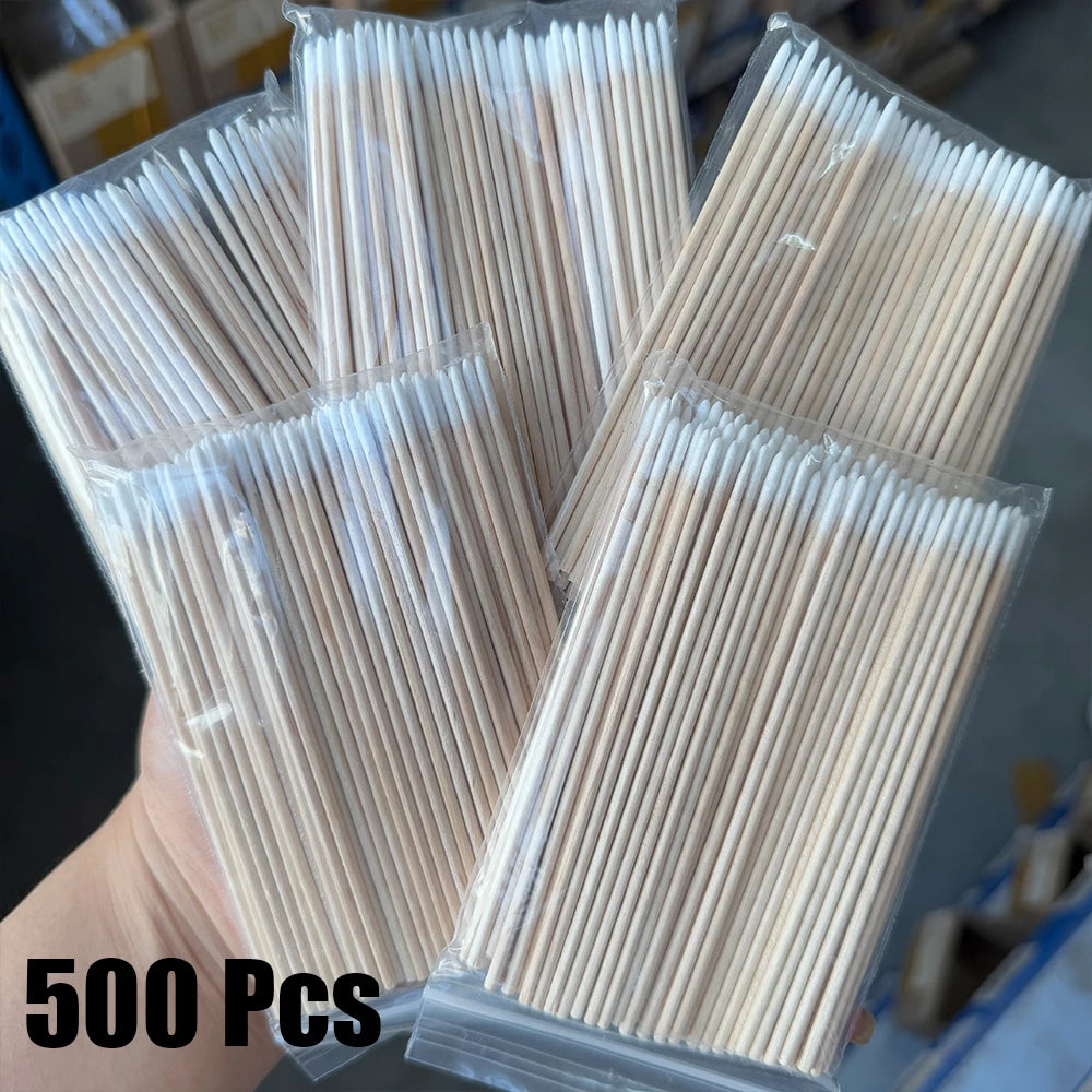 400pcs Pink Double Head Nail Art Cuticle Pusher Remover 7CM Orange Wood Sticks Cotton Swab Clean Tool for Nail Rhinestone Makeup