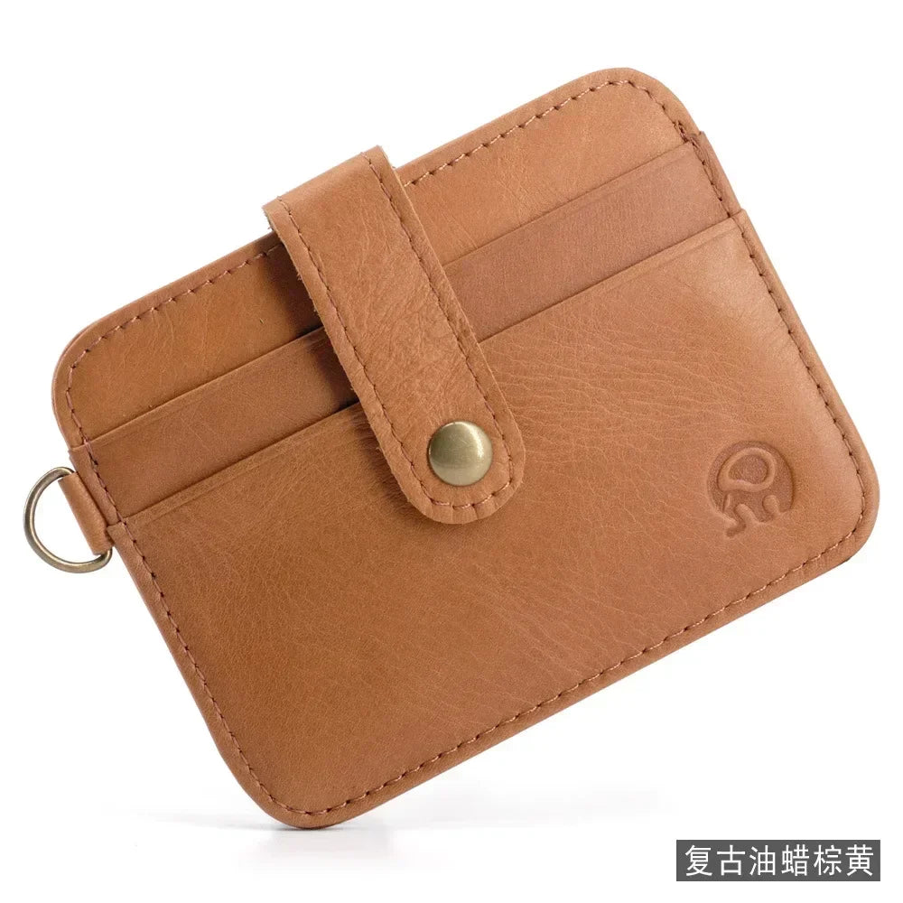 100% Cowhide Leather Credit Card Holder Women Men Mini Slim  Small Coin Purse Bank ID Card Case Package Pouch Card Holder