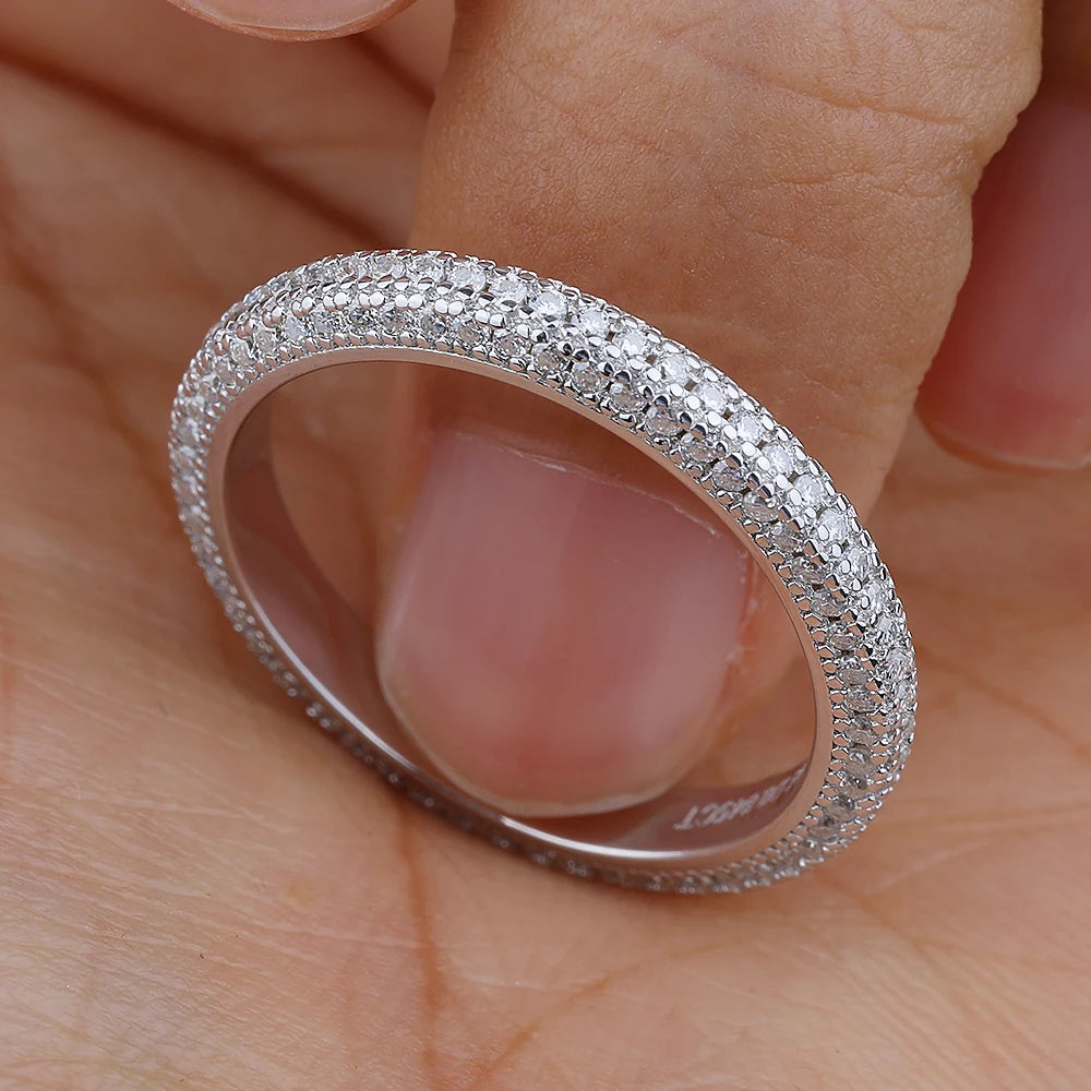 Full Eternity Moissanite Ring for Women Men Diamond Wedding Band Engagement Anniversary Gift in S925 Sterling Silver