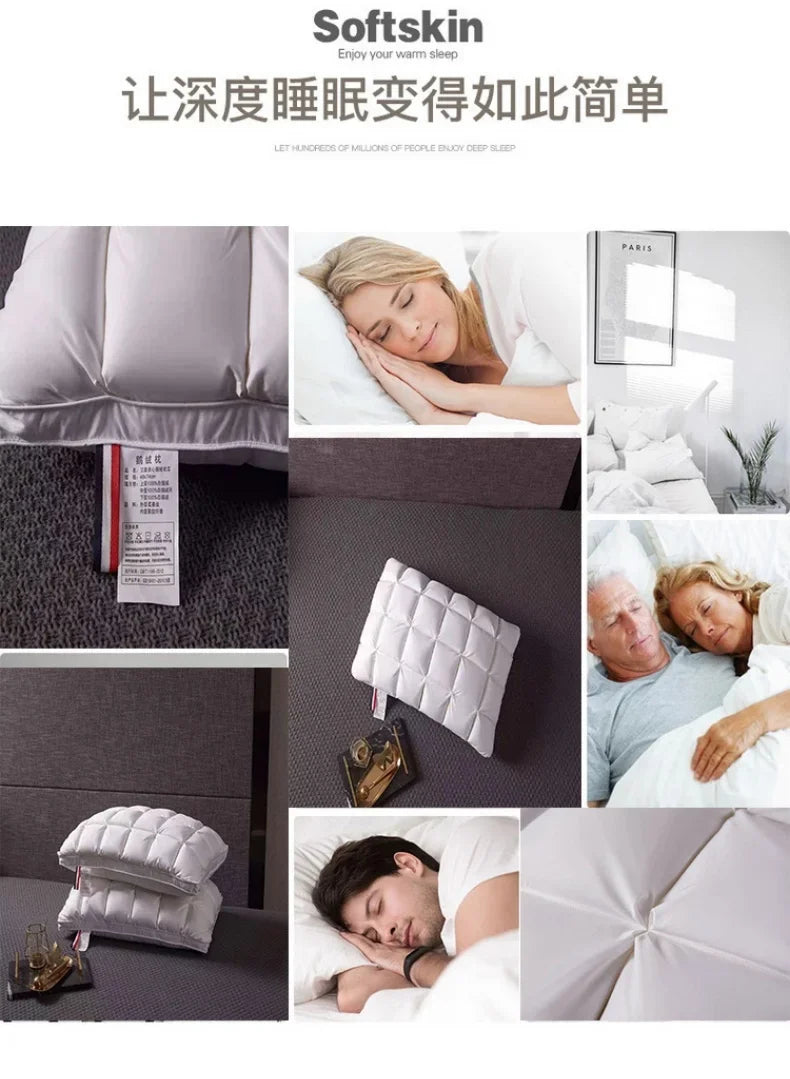 Goose Down Pillow 100% White Goose Feather Pillow Core Five-Star Hotel High-end 3D Bread  Goose Down Sleep Pillow
