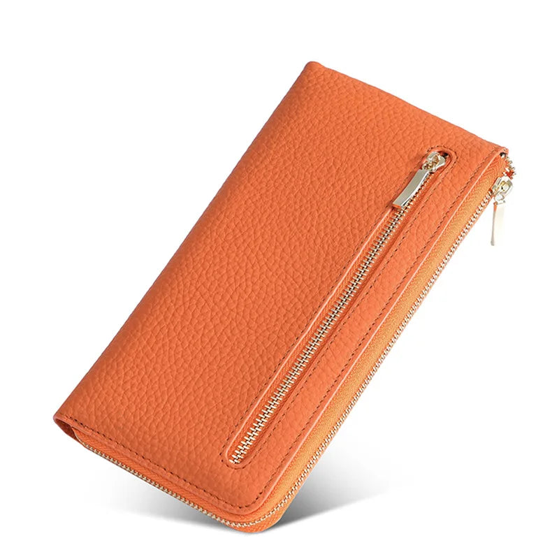 Women's Genuine Leather Long Wallets Cowhide Coin Purse Multi-card  Wallet for Women