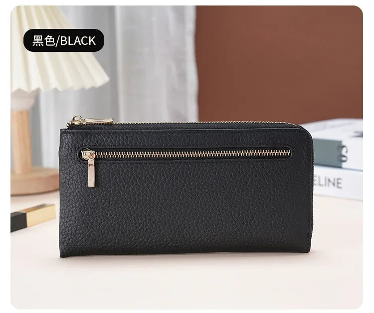 Women's Genuine Leather Long Wallets Cowhide Coin Purse Multi-card  Wallet for Women