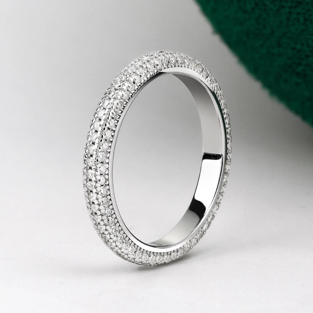 Full Eternity Moissanite Ring for Women Men Diamond Wedding Band Engagement Anniversary Gift in S925 Sterling Silver
