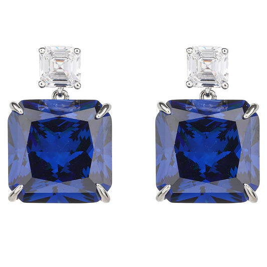 WUIHA Vintage 100% 925 Sterling Silver Lab Sapphire High Carbon Diamonds Wedding Engagement Drop Dangle Earrings Fine Jewelry