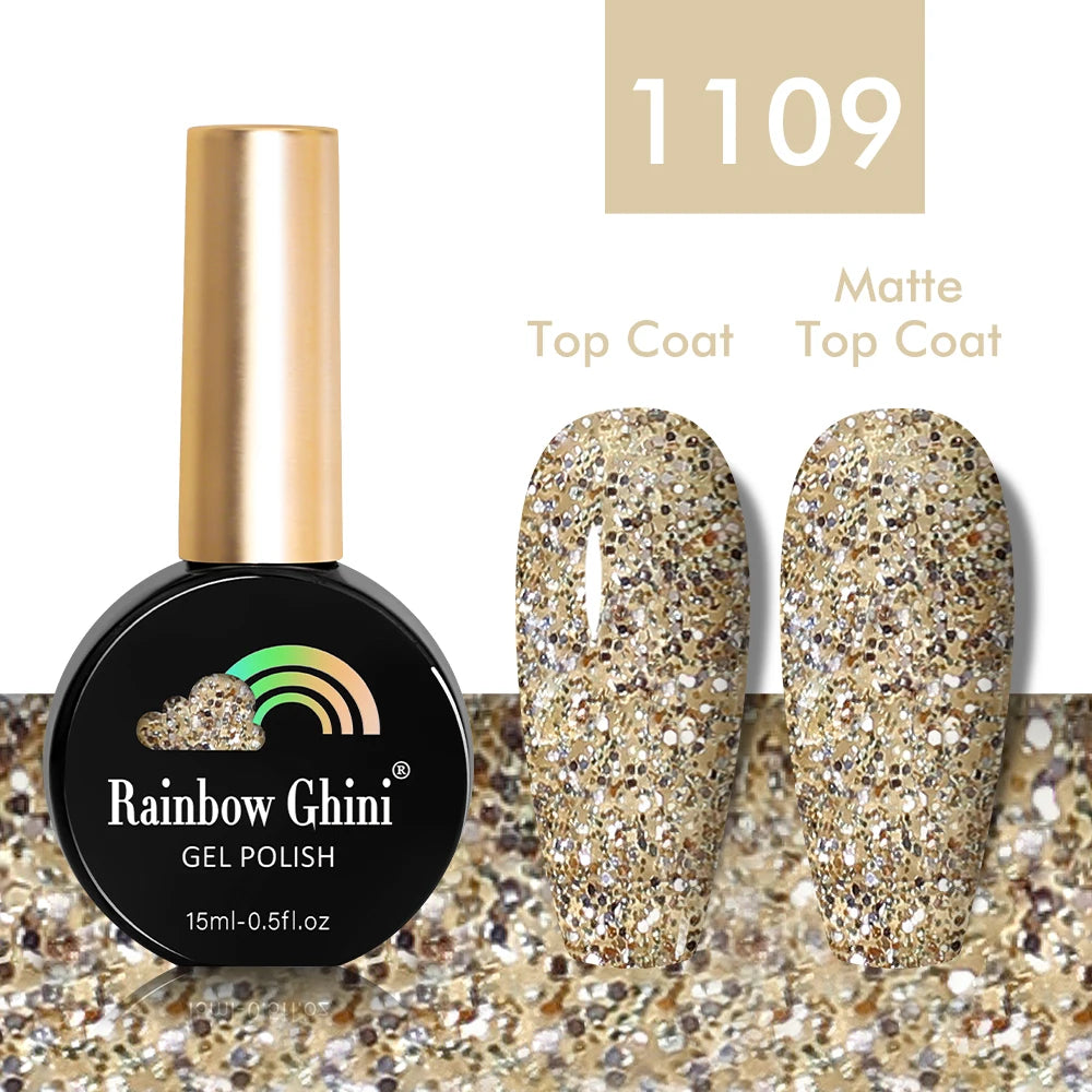 Rainbow Ghini 15ml Glitter Dark Red Gel Nail Polish Semi-Permanent Varnish UV Pale Red Nail Gel Art Supplies for Professionals