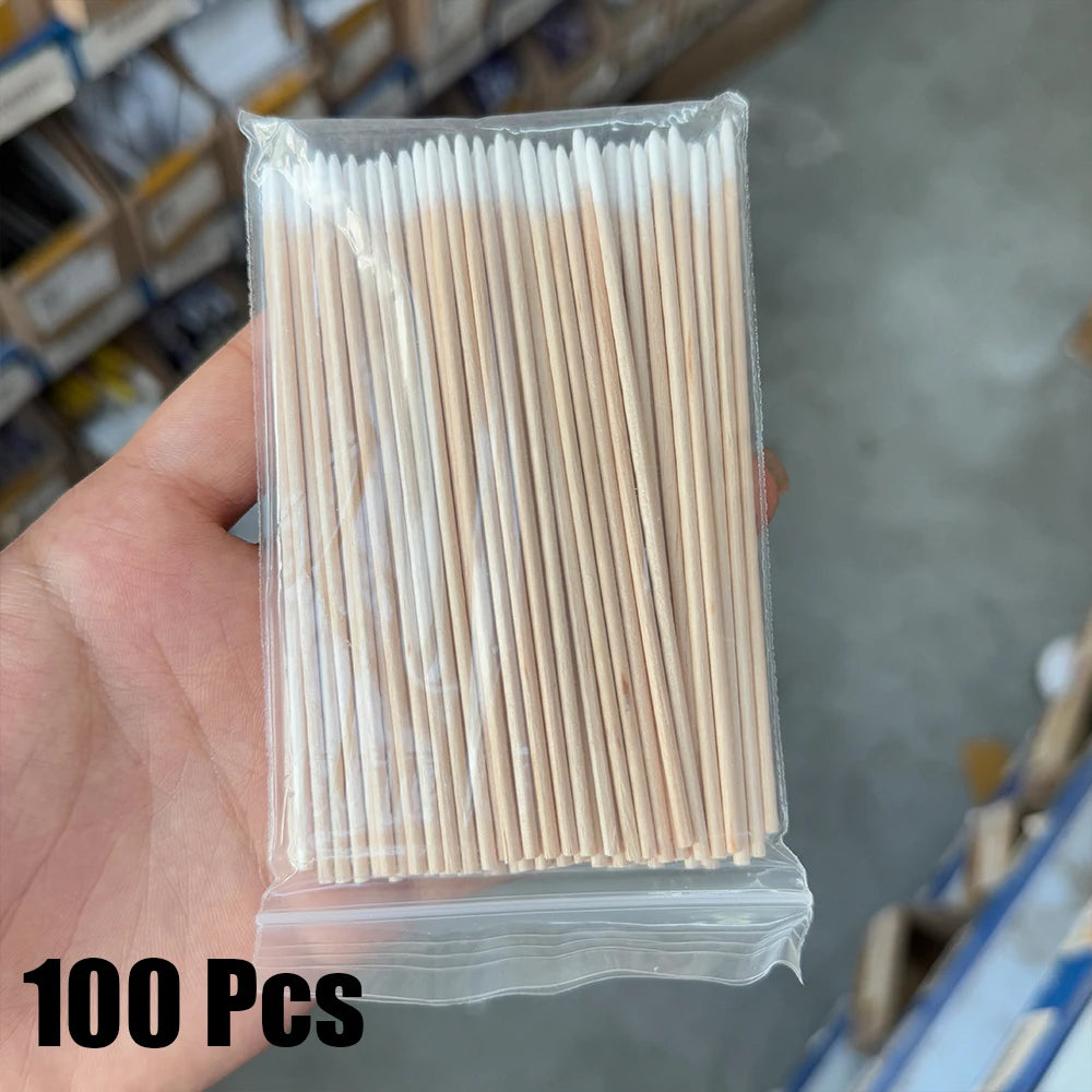 400pcs Pink Double Head Nail Art Cuticle Pusher Remover 7CM Orange Wood Sticks Cotton Swab Clean Tool for Nail Rhinestone Makeup