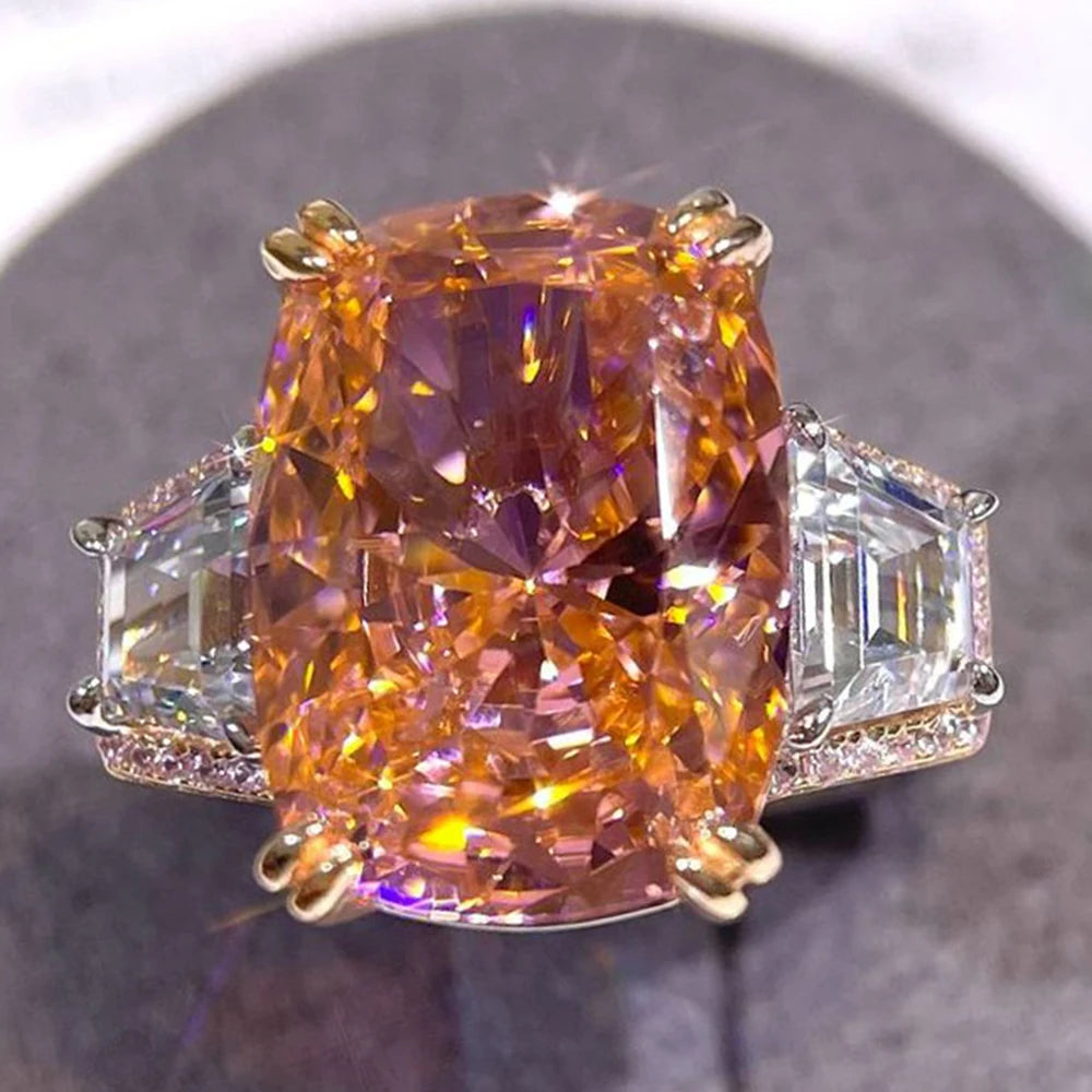 WUIHA Vintage 100% 925 Sterling Silver 13.8 CT Lab SapphireHigh Carbon Diamonds Gemstone Wedding Engagement Ring Fine Jewelry