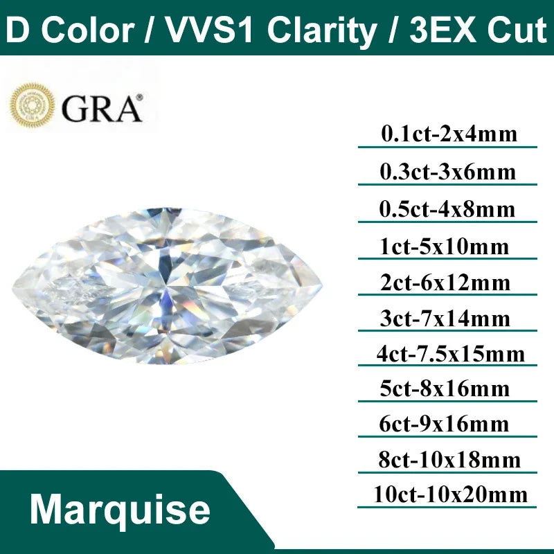 D Color Super White Moissanite Diamond Round / Oval / Pear / Radiant / Emerald / Heart / Princess / Cushion / Asscher / Triangle