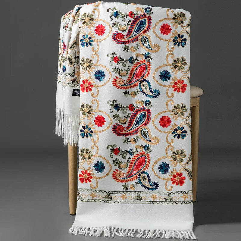 Pure Cashmere Floral Scarf: Artisan Elegance