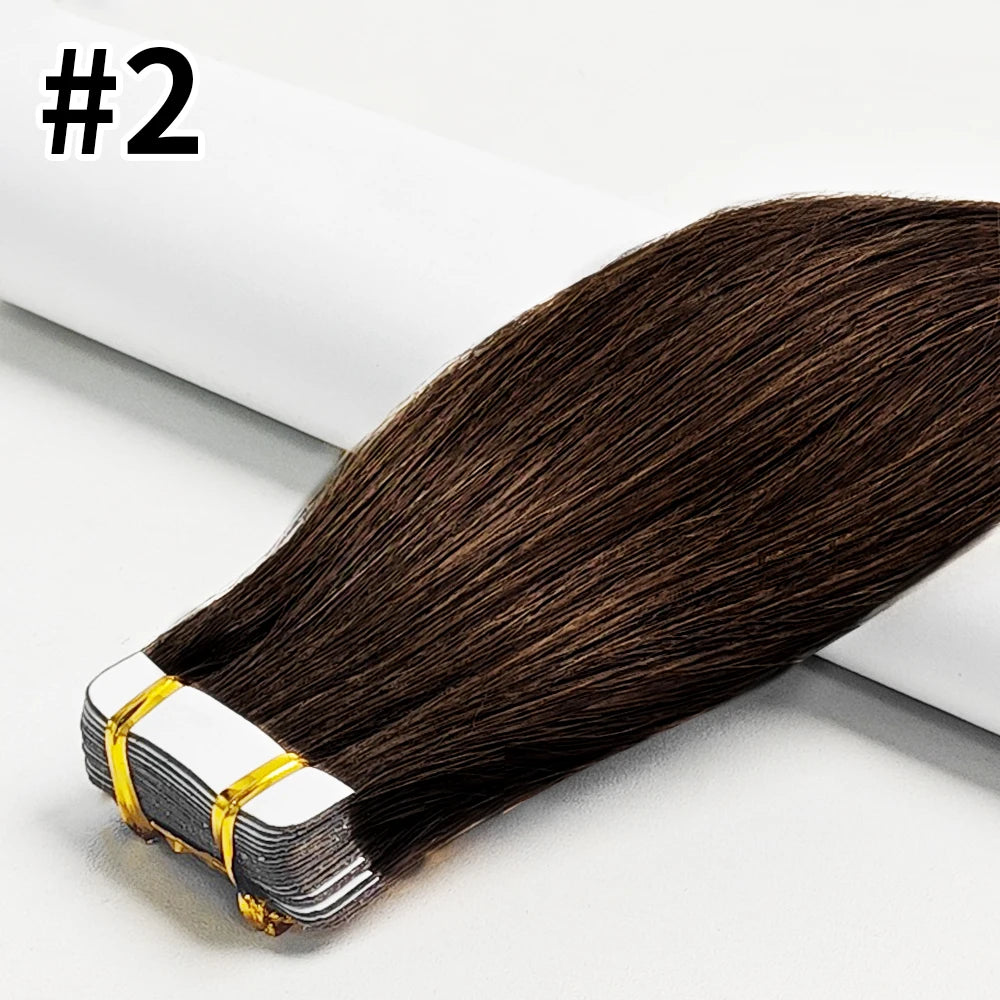 Tape In Hair Extensions Remy Human Hair 20pcs Straight Seamless Skin Weft Tape Hair Extensions Natural Black Hair For Women