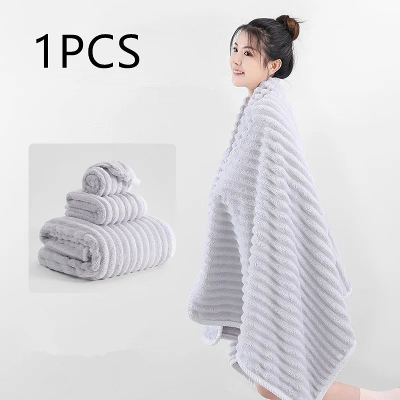 High quality jelly velvet absorbent coral velvet bath towel, household thickened non shedding plush set bathrobe