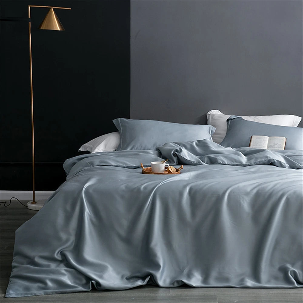 Sondeson Luxury White 100% Silk Bedding Set Healthy Skin Beauty Queen King Duvet Cover Set Flat Sheet Pillowcase Bed Linen Sets