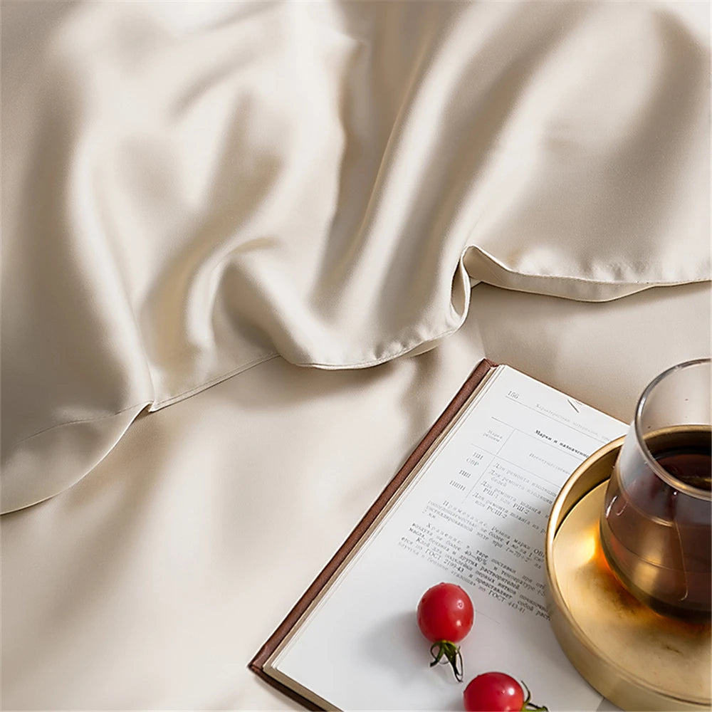 Sondeson Luxury White 100% Silk Bedding Set Healthy Skin Beauty Queen King Duvet Cover Set Flat Sheet Pillowcase Bed Linen Sets