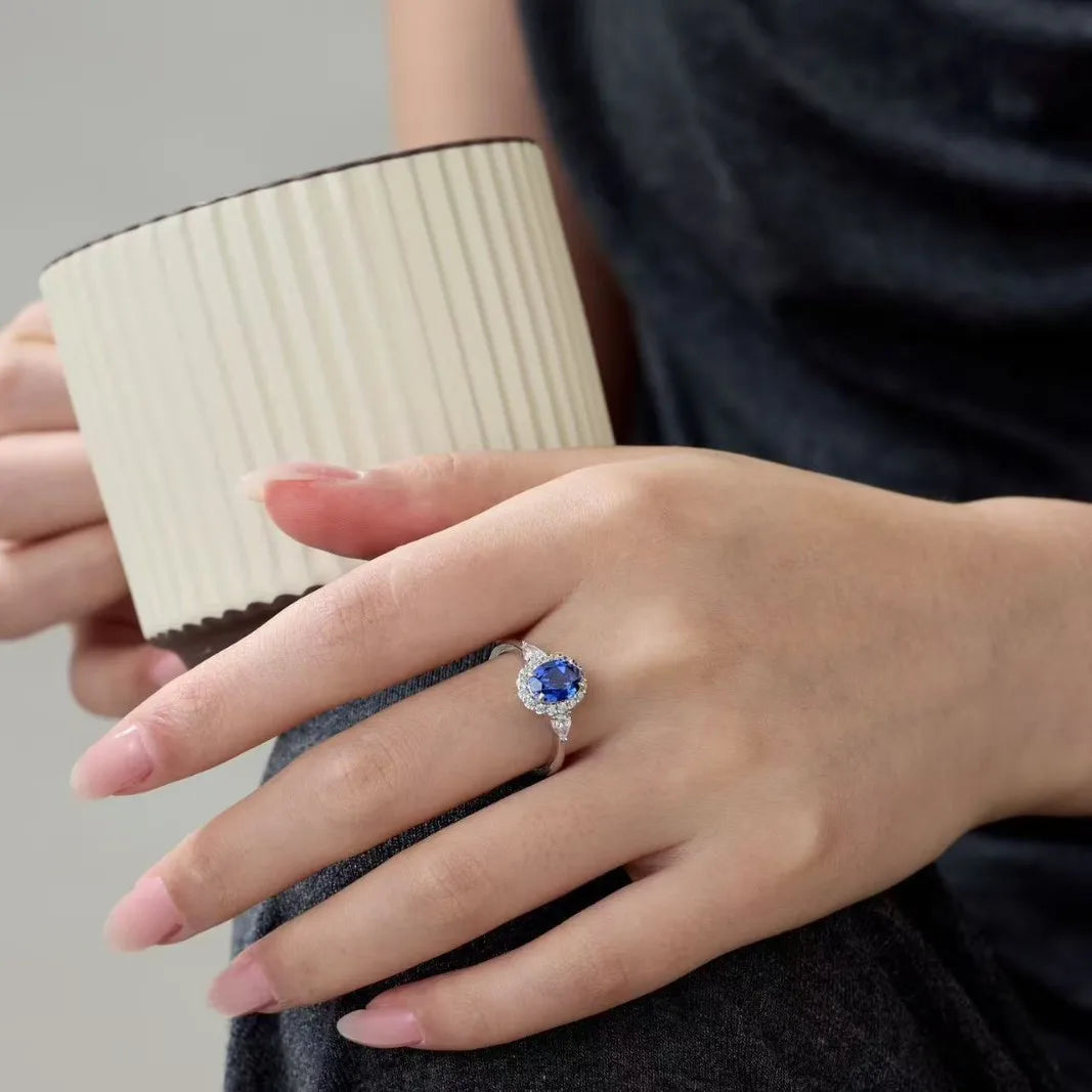 WUIHA Vintage 100% 925 Sterling Silver 2 CT Lab Sapphire High Carbon Diamonds Gemstone Wedding Engagement Ring Fine Jewelry