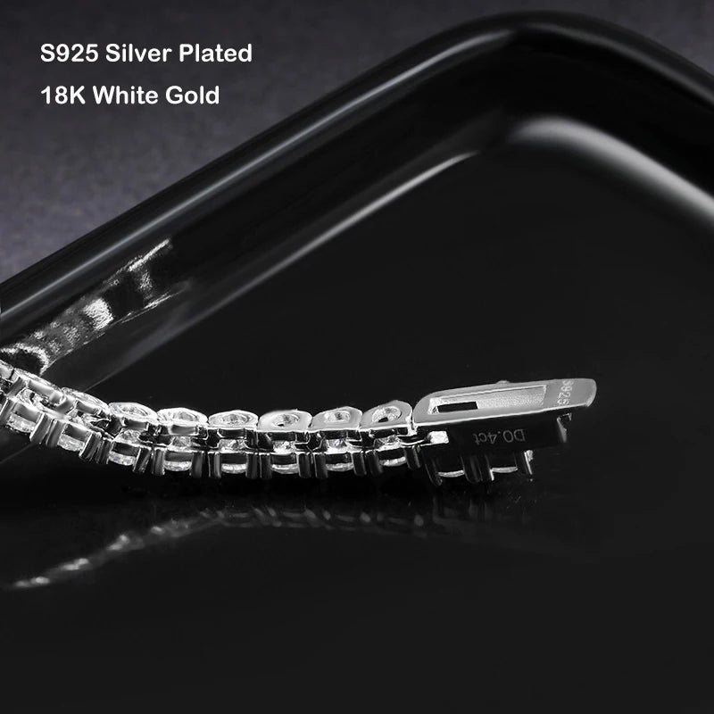 EWYA 3 Claw 0.4CT 4.5mm Gradient Full D Color Moissanite Diamond Tennis Necklace for Women 925 Silver GRA Certified Neck Chain