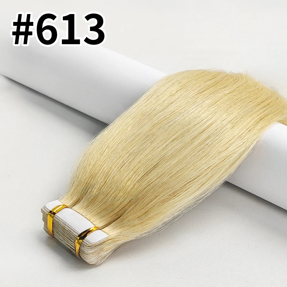 Tape In Hair Extensions Remy Human Hair 20pcs Straight Seamless Skin Weft Tape Hair Extensions Natural Black Hair For Women