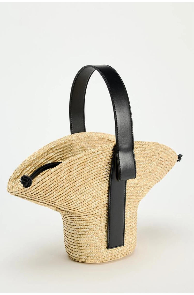 Casual Wicker Woven Basket Bags Rattan Women Handbags Handmade Summer Beach Straw Tote Bag Designer Shoulder Crossbody Bag 2024