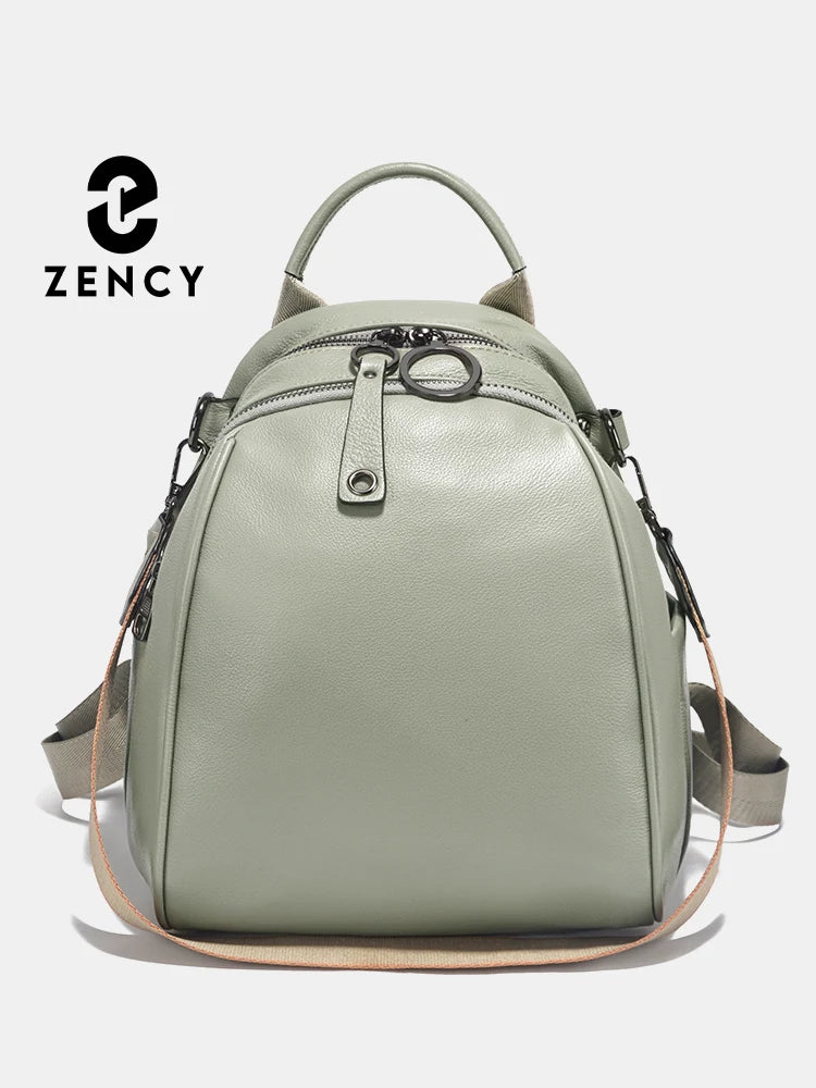 Zency Women's Soft Genuine Leather Travel Backpack Large Capacity Convertible Rucksack Knapsack Multi-compartment Shoulder Bag
