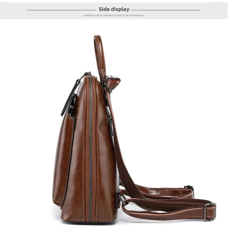 Fashionable High-Quality Leather Women's Backpack Casual Multifunctional Large Capacity Hot Sale Of The Season New Style Double