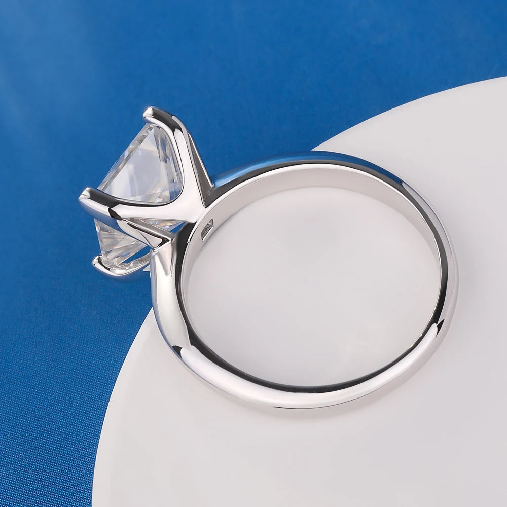 1/2/3/4 Carat Princess Cut Moissanite Engagement Ring with GRA Solitaire Diamond Wedding Promise Bands for Women Fine Jewelry