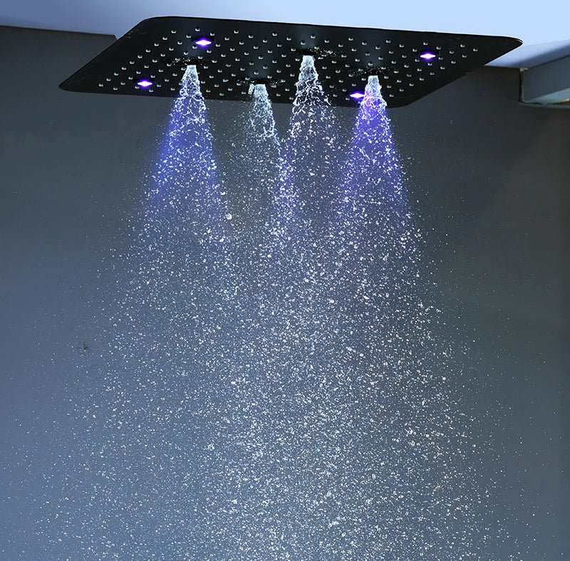 Bathroom 20inch 50x50cm Shower Head Panel Faucet Rain Mist Laterfal Jets Thermostatic Valve Mixer System SPA Massage Set